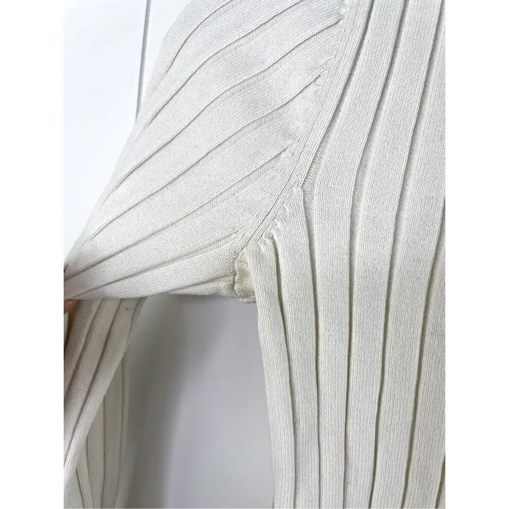 Vintage‎ Q&A Deep V Ribbed Long Sleeve White Top Size S - Picture 4 of 7